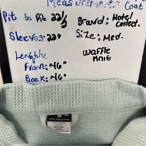 Hotel Collection Turkish Cotton Waffle Knit Maxi Bath Robe Pale Blue Size L Soft - Picture 4 of 15